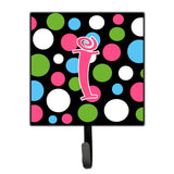Caroline'S Treasures Cj1038-Ish4 Letter I Initial Monogram-Polka Dots And Pink Leash Holder Or Key Hook, Small, Multicolor