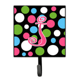 Caroline'S Treasures Cj1038-Jsh4 Letter J Initial Monogram-Polka Dots And Pink Leash Holder Or Key Hook, Small, Multicolor