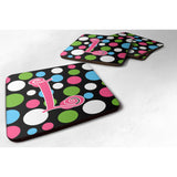 Caroline'S Treasures Cj1038-Lfc Monogram-Polkadots And Pink Foam Coasters (Set Of 4), Initial Letter L, 3.5 H X 3.5 W,