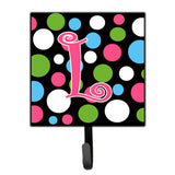 Caroline'S Treasures Cj1038-Lsh4 Letter L Initial Monogram-Polka Dots And Pink Leash Holder Or Key Hook, Small, Multicolor
