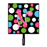 Caroline'S Treasures Cj1038-Nsh4 Letter N Initial Monogram-Polka Dots And Pink Leash Holder Or Key Hook, Small, Multicolor