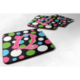 Caroline'S Treasures Cj1038-Qfc Monogram-Polkadots And Pink Foam Coasters (Set Of 4), Initial Letter Q, 3.5 H X 3.5 W,