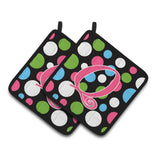 Caroline'S Treasures Monogram Initial Q Polkadots & Pink Pair Of Pot Holders Cj1038-Qpthd, 7.5Hx7.5W, Multicolor