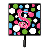 Caroline'S Treasures Cj1038-Ssh4 Letter S Initial Monogram-Polka Dots And Pink Leash Holder Or Key Hook, Small, Multicolor
