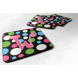Caroline'S Treasures Cj1038-Wfc Monogram-Polkadots And Pink Foam Coasters (Set Of 4), Initial Letter W, 3.5 H X 3.5 W,