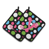 Caroline'S Treasures Monogram Initial Y Polkadots & Pink Pair Of Pot Holders Cj1038-Ypthd, 7.5Hx7.5W, Multicolor
