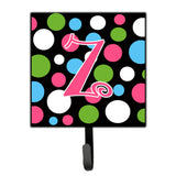 Caroline'S Treasures Cj1038-Zsh4 Letter Z Initial Monogram-Polka Dots And Pink Leash Holder Or Key Hook, Small, Multicolor