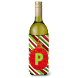 Christmas Oranment Holiday Initial Letter P Wine Bottle Beverage Insulator Beverage Insulator Hugger