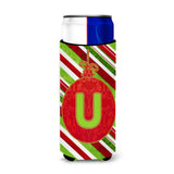 Christmas Oranment Holiday Monogram Initial Letter U Ultra Beverage Insulators For Slim Cans Cj1039-Umuk