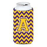 Letter A Chevron Purple And Gold Tall Boy Beverage Insulator Hugger Cj1041-Atbc