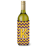 Letter K Chevron Purple And Gold Wine Bottle Beverage Insulator Hugger Cj1041-Kliterk