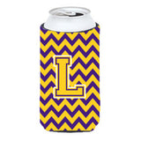 Letter L Chevron Purple And Gold Tall Boy Beverage Insulator Hugger Cj1041-Ltbc