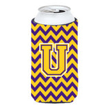 Letter U Chevron Purple And Gold Tall Boy Beverage Insulator Hugger Cj1041-Utbc
