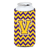 Letter V Chevron Purple And Gold Tall Boy Beverage Insulator Hugger Cj1041-Vtbc
