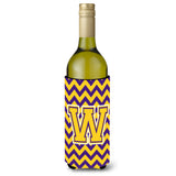 Letter W Chevron Purple And Gold Wine Bottle Beverage Insulator Hugger Cj1041-Wliterk