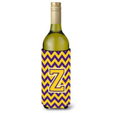 Letter Z Chevron Purple And Gold Wine Bottle Beverage Insulator Hugger Cj1041-Zliterk