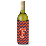 Letter F Chevron Orange Blue Wine Bottle Beverage Insulator Hugger Cj1042-Fliterk