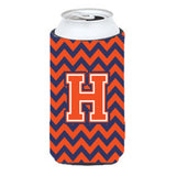 Letter H Chevron Orange Blue Tall Boy Beverage Insulator Hugger Cj1042-Htbc