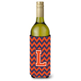 Letter L Chevron Orange Blue Wine Bottle Beverage Insulator Hugger Cj1042-Lliterk