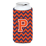 Letter P Chevron Orange Blue Tall Boy Beverage Insulator Hugger Cj1042-Ptbc