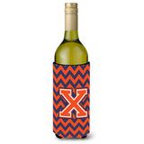 Letter X Chevron Orange Blue Wine Bottle Beverage Insulator Hugger Cj1042-Xliterk