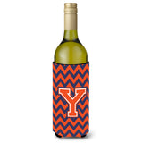 Letter Y Chevron Orange Blue Wine Bottle Beverage Insulator Hugger Cj1042-Yliterk