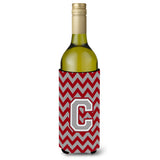 Letter C Chevron Crimson And Grey  Wine Bottle Beverage Insulator Hugger Cj1043-Cliterk