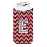 Letter E Chevron Crimson And Grey  Tall Boy Beverage Insulator Hugger Cj1043-Etbc