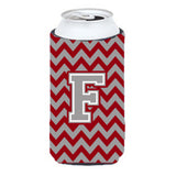 Letter F Chevron Crimson And Grey  Tall Boy Beverage Insulator Hugger Cj1043-Ftbc