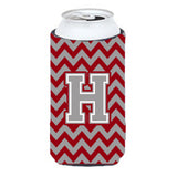 Letter H Chevron Crimson And Grey  Tall Boy Beverage Insulator Hugger Cj1043-Htbc