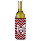 Letter M Chevron Crimson And Grey  Wine Bottle Beverage Insulator Hugger Cj1043-Mliterk
