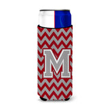 Letter M Chevron Crimson And Grey  Ultra Beverage Insulators For Slim Cans Cj1043-Mmuk