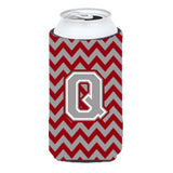 Letter Q Chevron Crimson And Grey  Tall Boy Beverage Insulator Hugger Cj1043-Qtbc