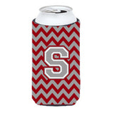 Letter S Chevron Crimson And Grey  Tall Boy Beverage Insulator Hugger Cj1043-Stbc