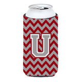 Letter U Chevron Crimson And Grey  Tall Boy Beverage Insulator Hugger Cj1043-Utbc