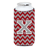Letter X Chevron Crimson And Grey  Tall Boy Beverage Insulator Hugger Cj1043-Xtbc