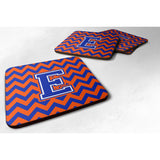 Caroline'S Treasures Cj1044-Efc Letter E Chevron Orange And Blue Foam Coaster (Set Of 4), 3.5, Multicolor