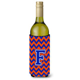 Letter F Chevron Orange And Blue Wine Bottle Beverage Insulator Hugger Cj1044-Fliterk