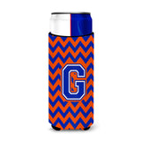 Letter G Chevron Orange And Blue Ultra Beverage Insulators For Slim Cans Cj1044-Gmuk