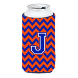 Letter J Chevron Orange And Blue Tall Boy Beverage Insulator Hugger Cj1044-Jtbc