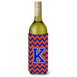 Letter K Chevron Orange And Blue Wine Bottle Beverage Insulator Hugger Cj1044-Kliterk