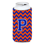 Letter P Chevron Orange And Blue Tall Boy Beverage Insulator Hugger Cj1044-Ptbc