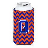Letter Q Chevron Orange And Blue Tall Boy Beverage Insulator Hugger Cj1044-Qtbc