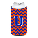 Letter U Chevron Orange And Blue Tall Boy Beverage Insulator Hugger Cj1044-Utbc
