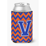 Caroline'S Treasures Cj1044-Vcc Letter V Chevron Orange And Blue Can Or Bottle Hugger, Multicolor