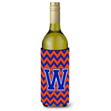 Letter W Chevron Orange And Blue Wine Bottle Beverage Insulator Hugger Cj1044-Wliterk