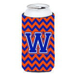 Letter W Chevron Orange And Blue Tall Boy Beverage Insulator Hugger Cj1044-Wtbc