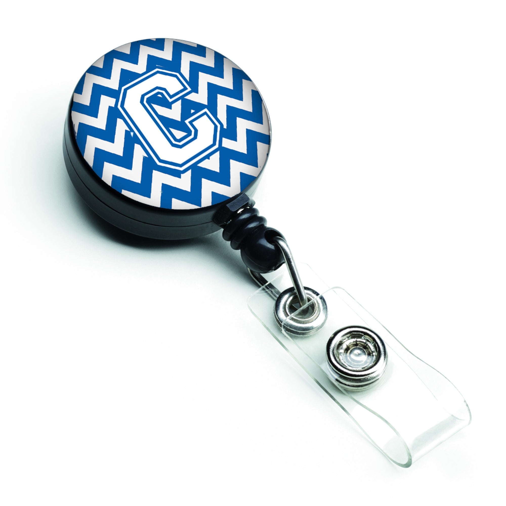 Caroline'S Treasures Cj1045-Cbr Letter C Chevron Blue & White Retractable Badge Reel, Multicolor