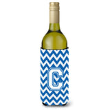 Letter C Chevron Blue And White Wine Bottle Beverage Insulator Hugger Cj1045-Cliterk