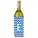 Letter E Chevron Blue And White Wine Bottle Beverage Insulator Hugger Cj1045-Eliterk